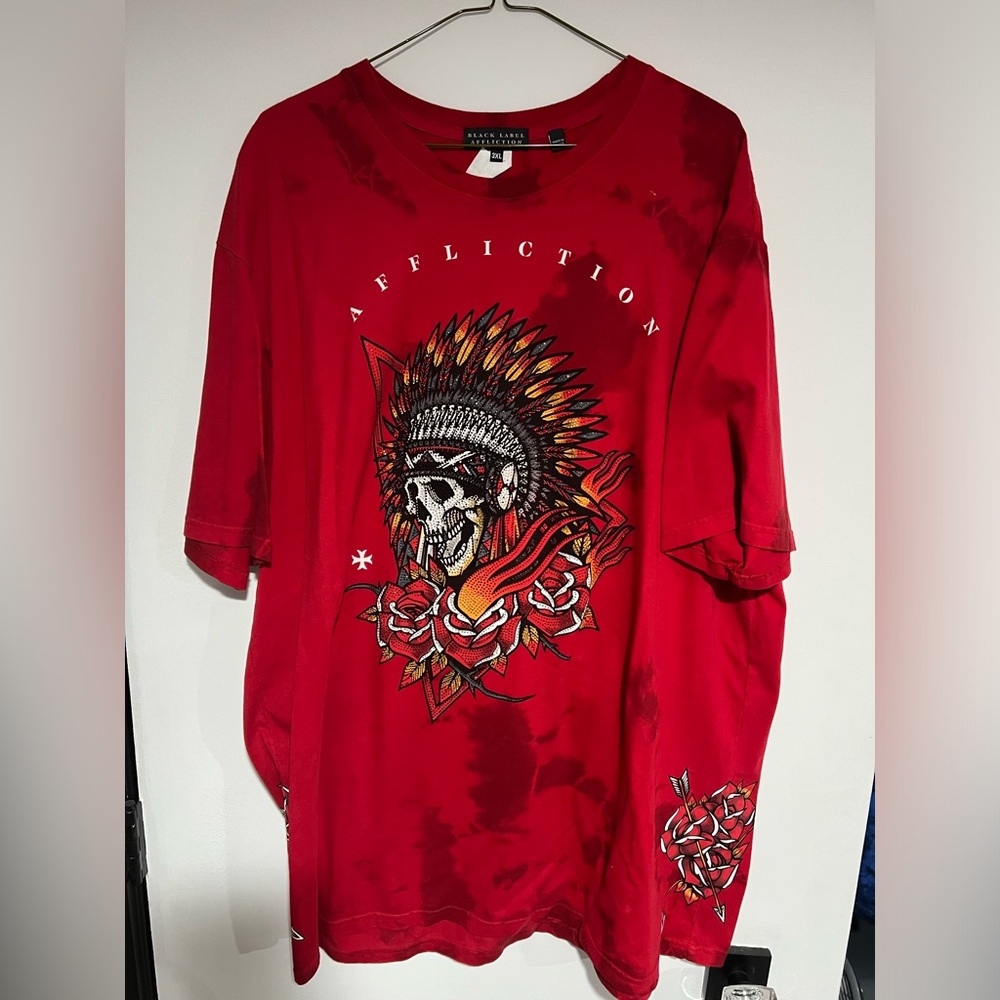 Affliction Black Label Men’s Skull Rhinestone Short Sleeve T-shirt- 3XL
